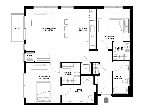 Variant Apartments Minneapolis 2 Bedroom Apartment Floor Plan